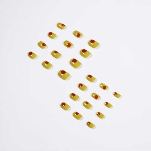 24Pcs Geometric Green Square Fake Nails Full Cover French Summer Press On Nails - Picture 5 of 10